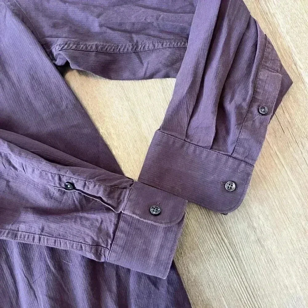 Mens Perry Ellis Purple Button Up Shirt - L - Picture 3 of 5